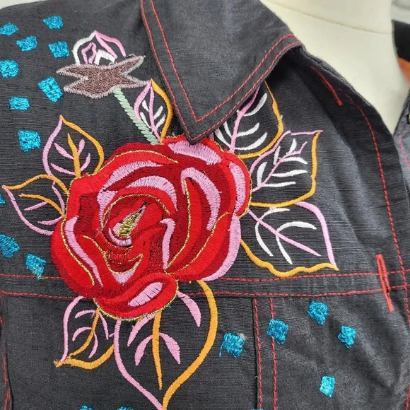 INDIGO MOON Embroidered Floral Button Up Jackets Size 2X NEW - Picture 5 of 15